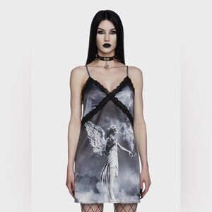 Widow Angel Print Slip Dress